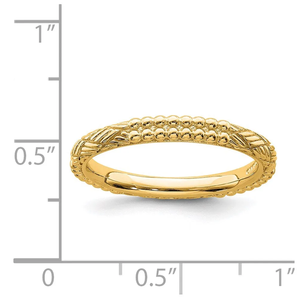 Sterling Silver Stackable Expressions Gold-plated Patterned Ring | QSK1562