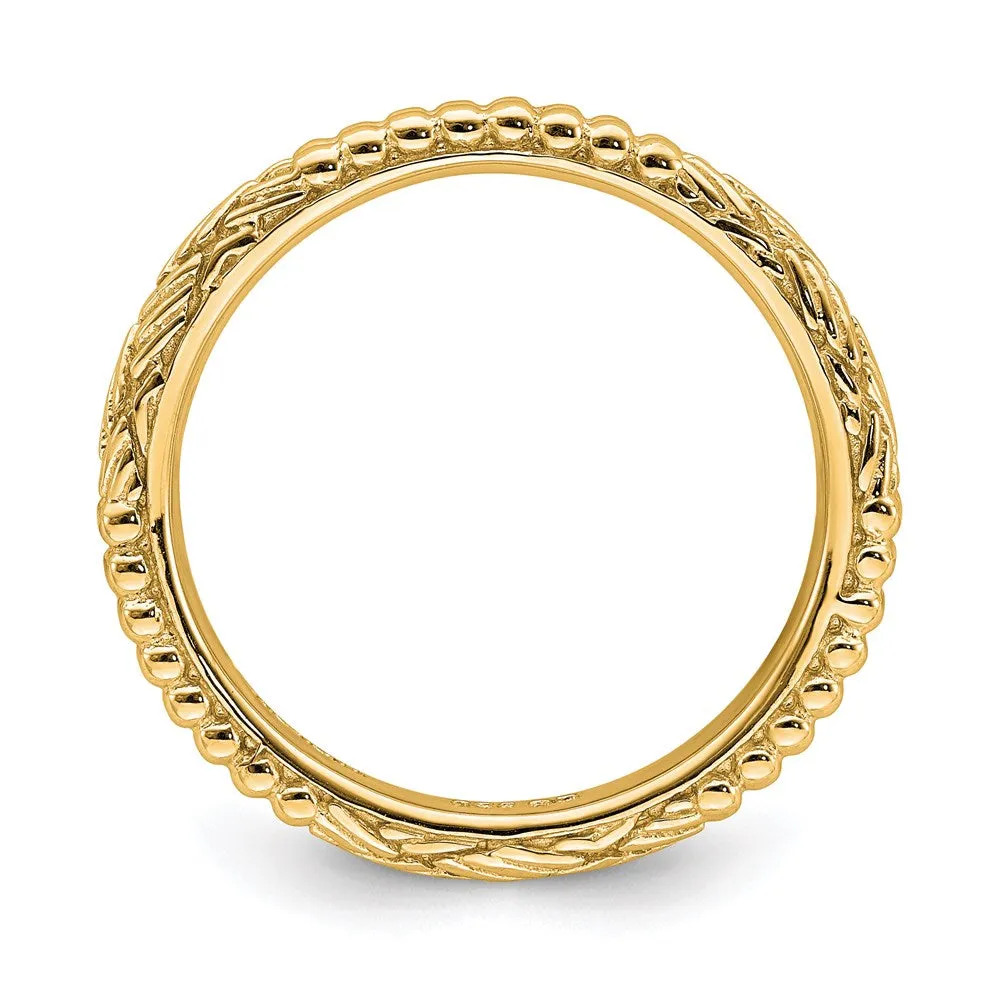 Sterling Silver Stackable Expressions Gold-plated Patterned Ring | QSK1562