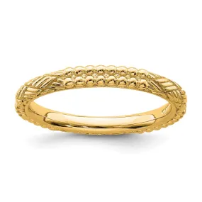Sterling Silver Stackable Expressions Gold-plated Patterned Ring | QSK1562
