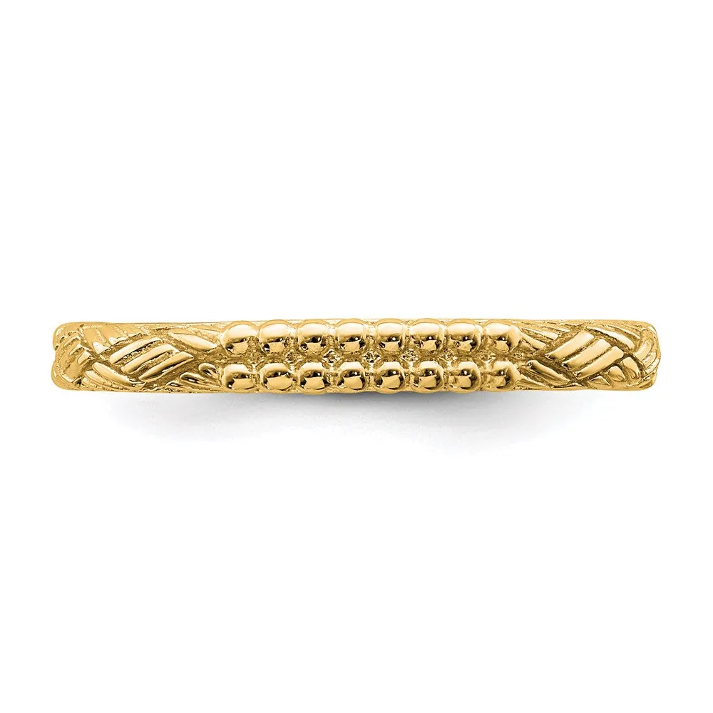 Sterling Silver Stackable Expressions Gold-plated Patterned Ring | QSK1562