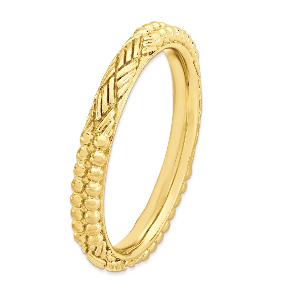 Sterling Silver Stackable Expressions Gold-plated Patterned Ring | QSK1562