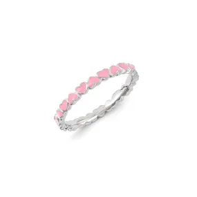 Sterling Silver Stackable Expressions Pink Enameled Ring | QSK1142