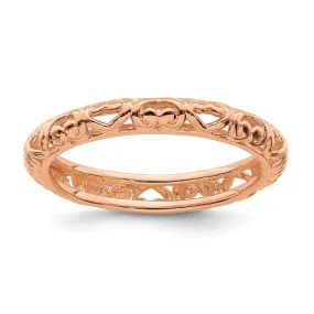Sterling Silver Stackable Expressions Pink-plated Carved Ring | QSK1613