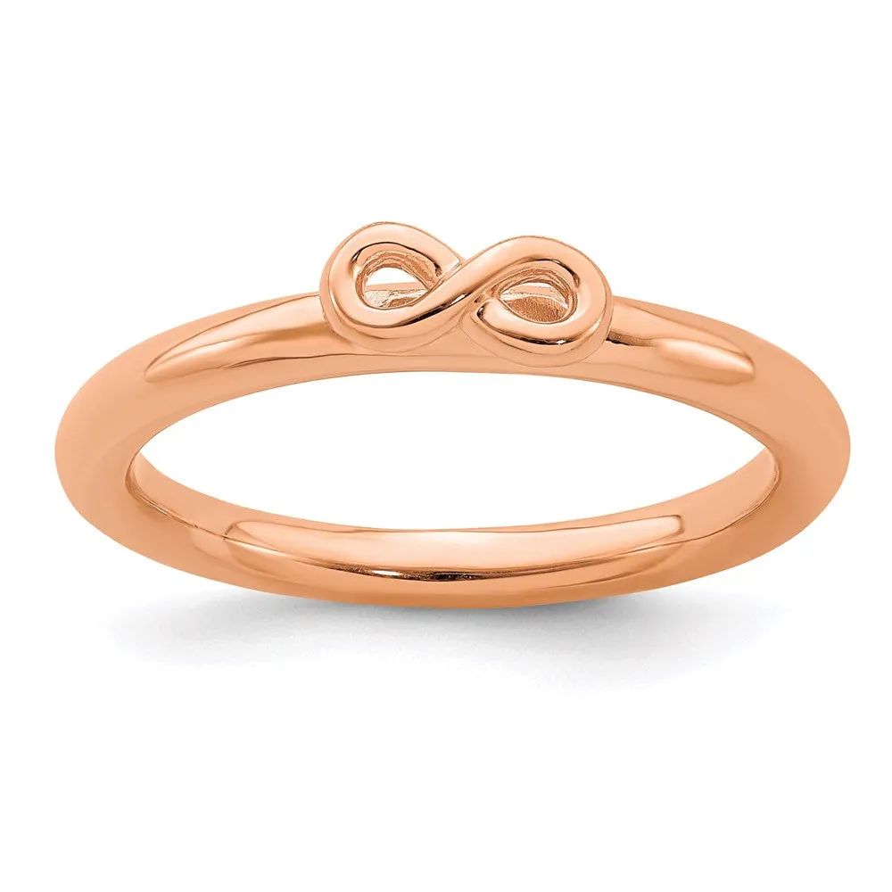 Sterling Silver Stackable Expressions Pink-plated Infinity Symbol Ring | QSK1972