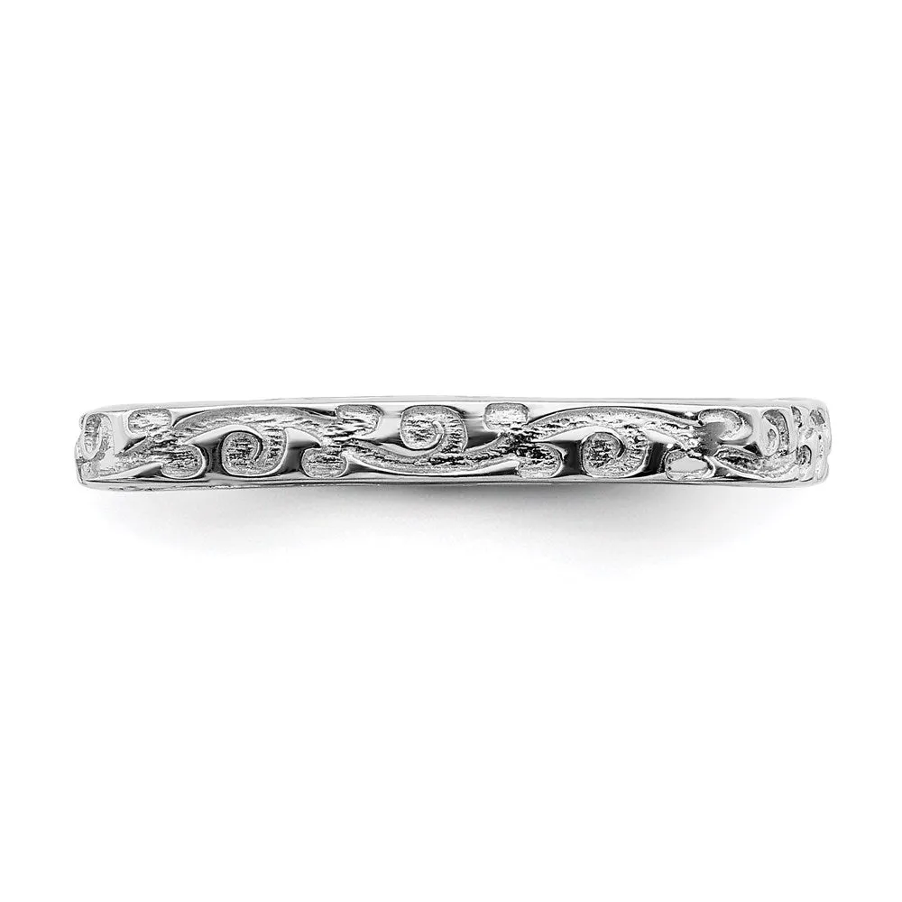 Sterling Silver Stackable Expressions Polished Rhodium-plated Square Ring | QSK755