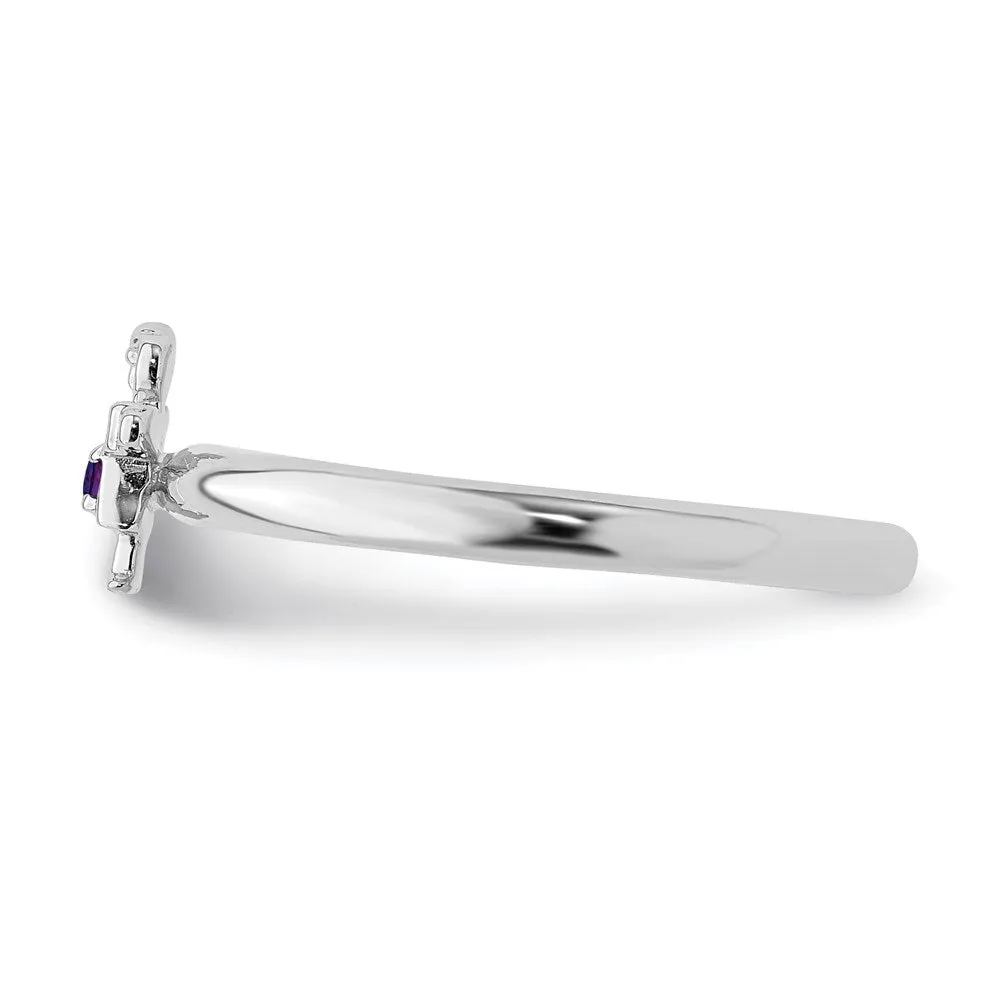 Sterling Silver Stackable Expressions Rhodium Amethyst Girl Ring | QSK192