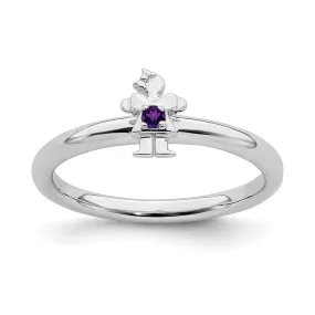 Sterling Silver Stackable Expressions Rhodium Amethyst Girl Ring | QSK192