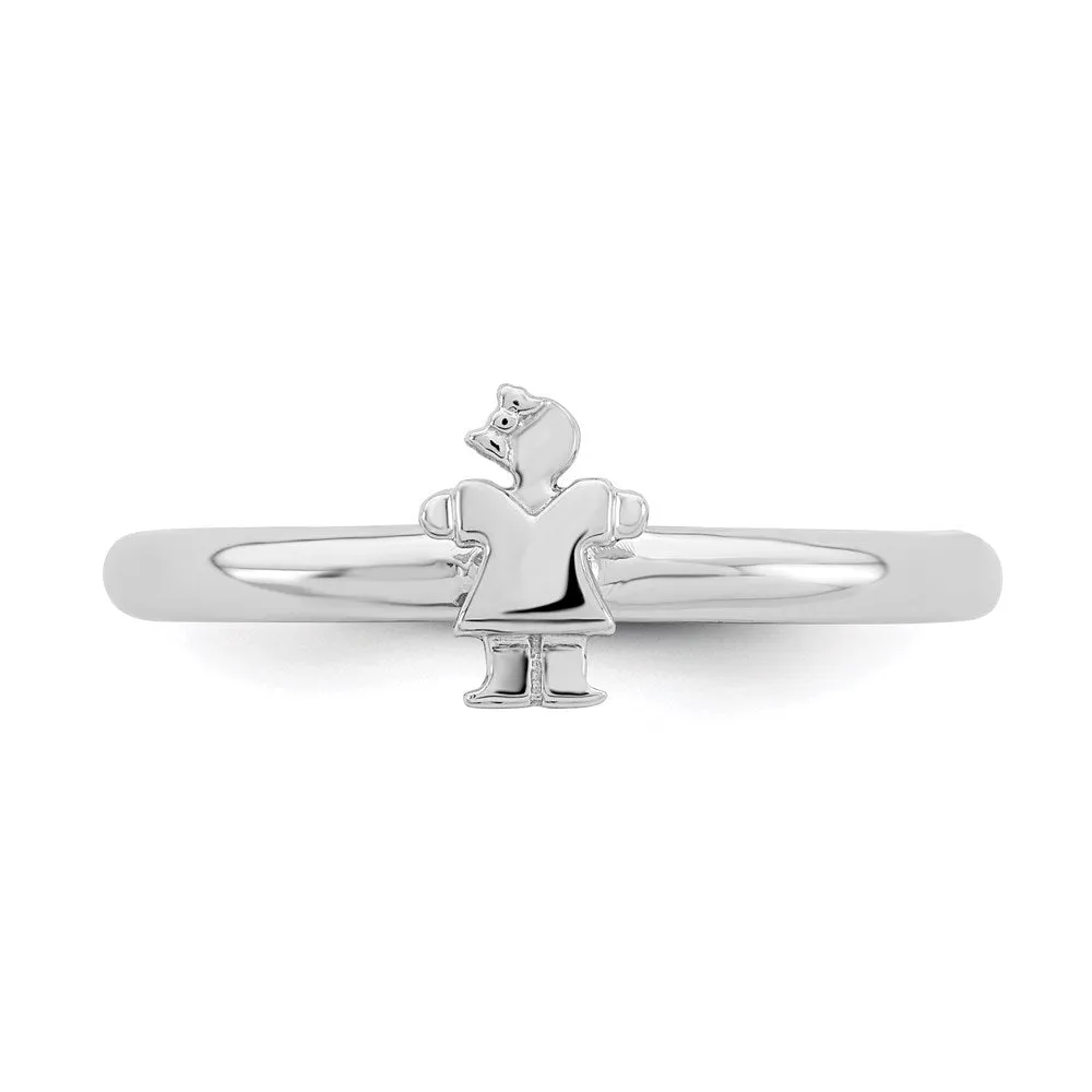 Sterling Silver Stackable Expressions Rhodium Girl Ring | QSK1936