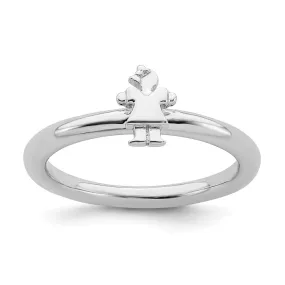 Sterling Silver Stackable Expressions Rhodium Girl Ring | QSK1936