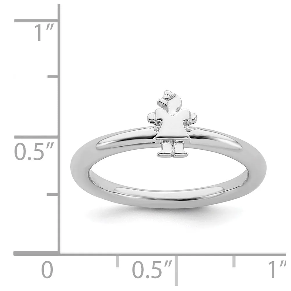 Sterling Silver Stackable Expressions Rhodium Girl Ring | QSK1936