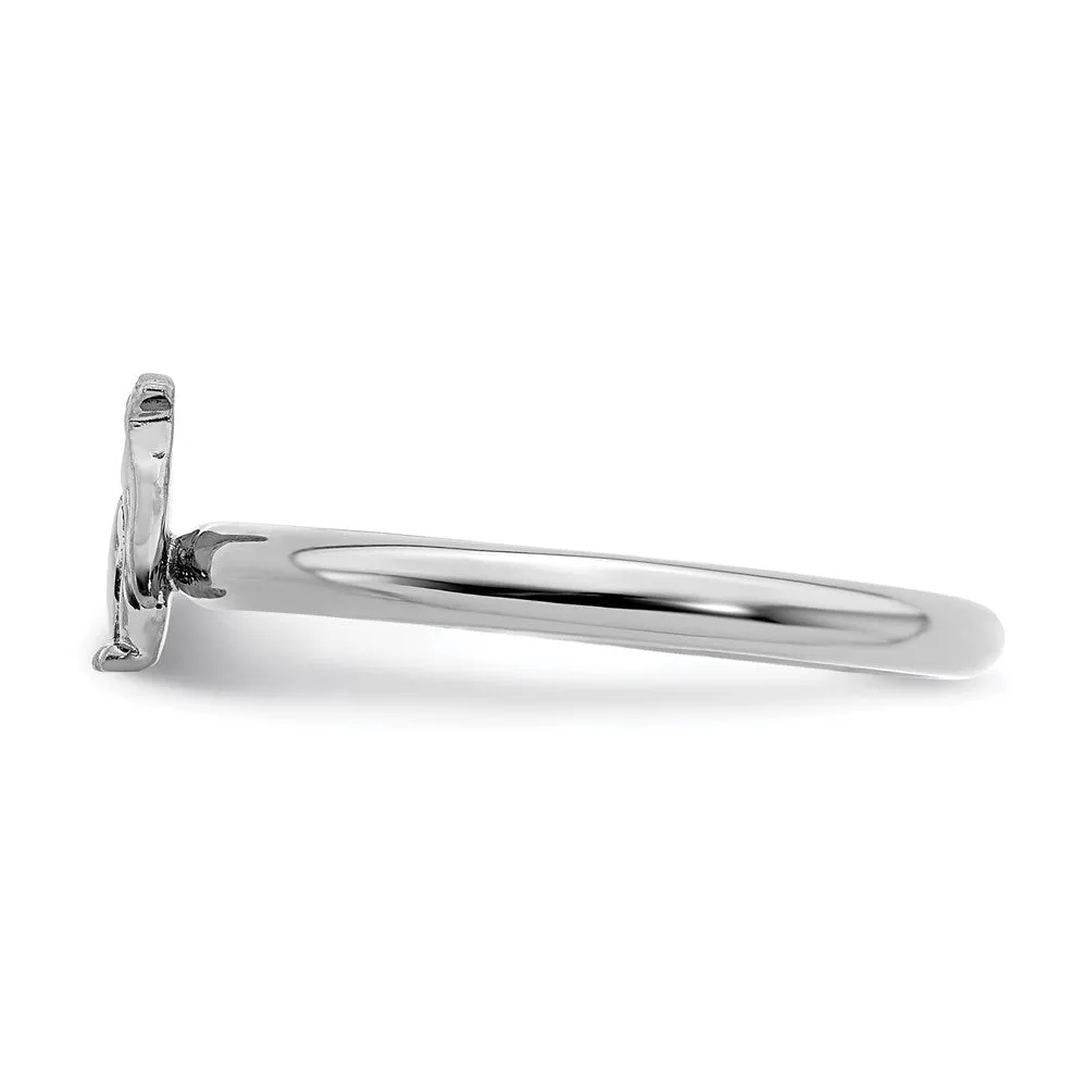 Sterling Silver Stackable Expressions Rhodium Penguin Ring | QSK1958
