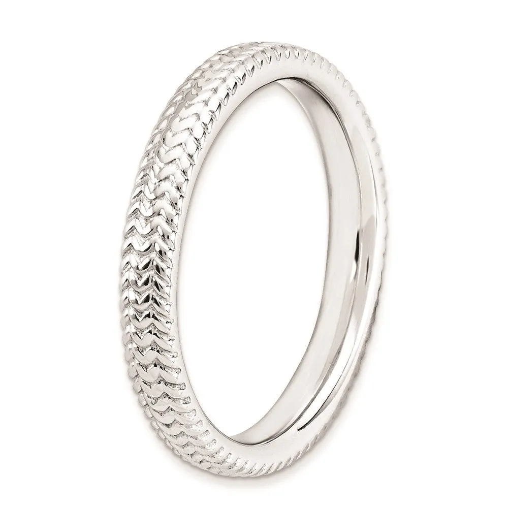 Sterling Silver Stackable Expressions Rhodium Ring | QSK279