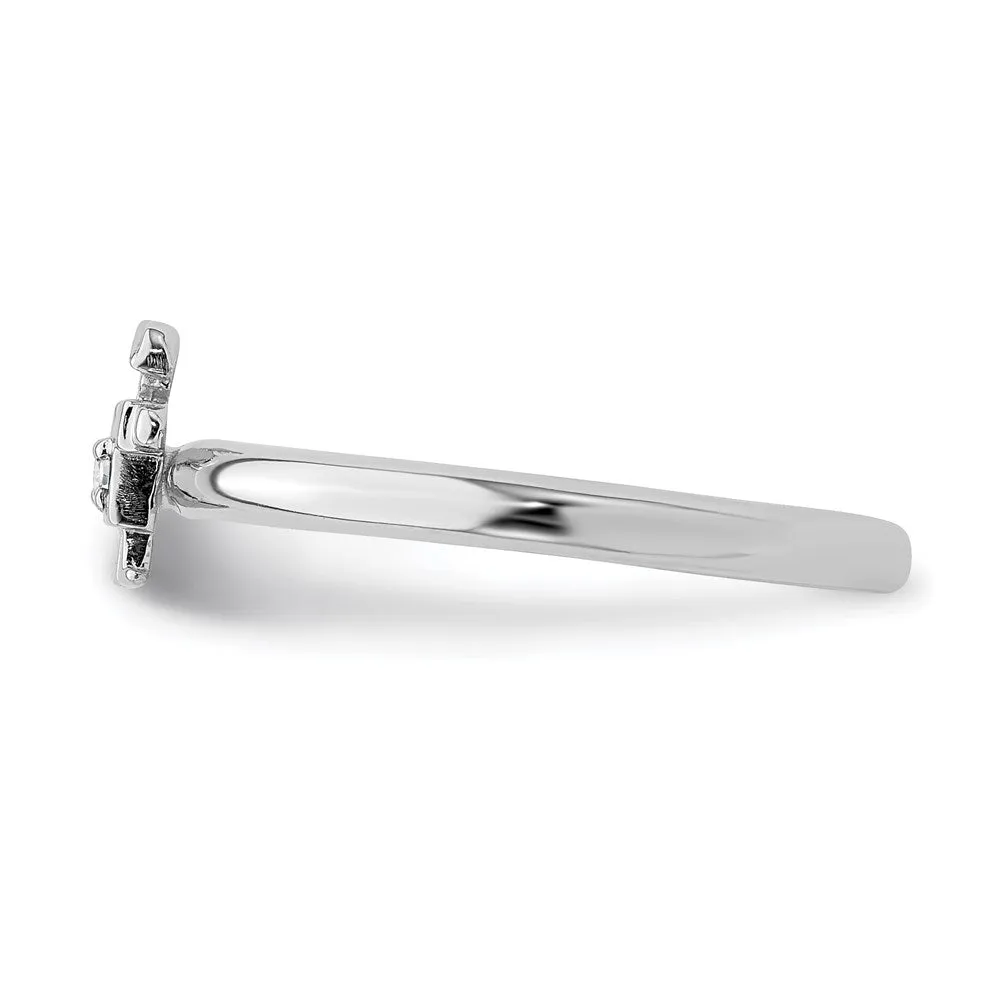 Sterling Silver Stackable Expressions Rhodium White Topaz Boy Ring | QSK1914