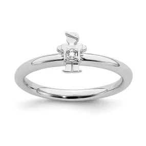 Sterling Silver Stackable Expressions Rhodium White Topaz Boy Ring | QSK1914
