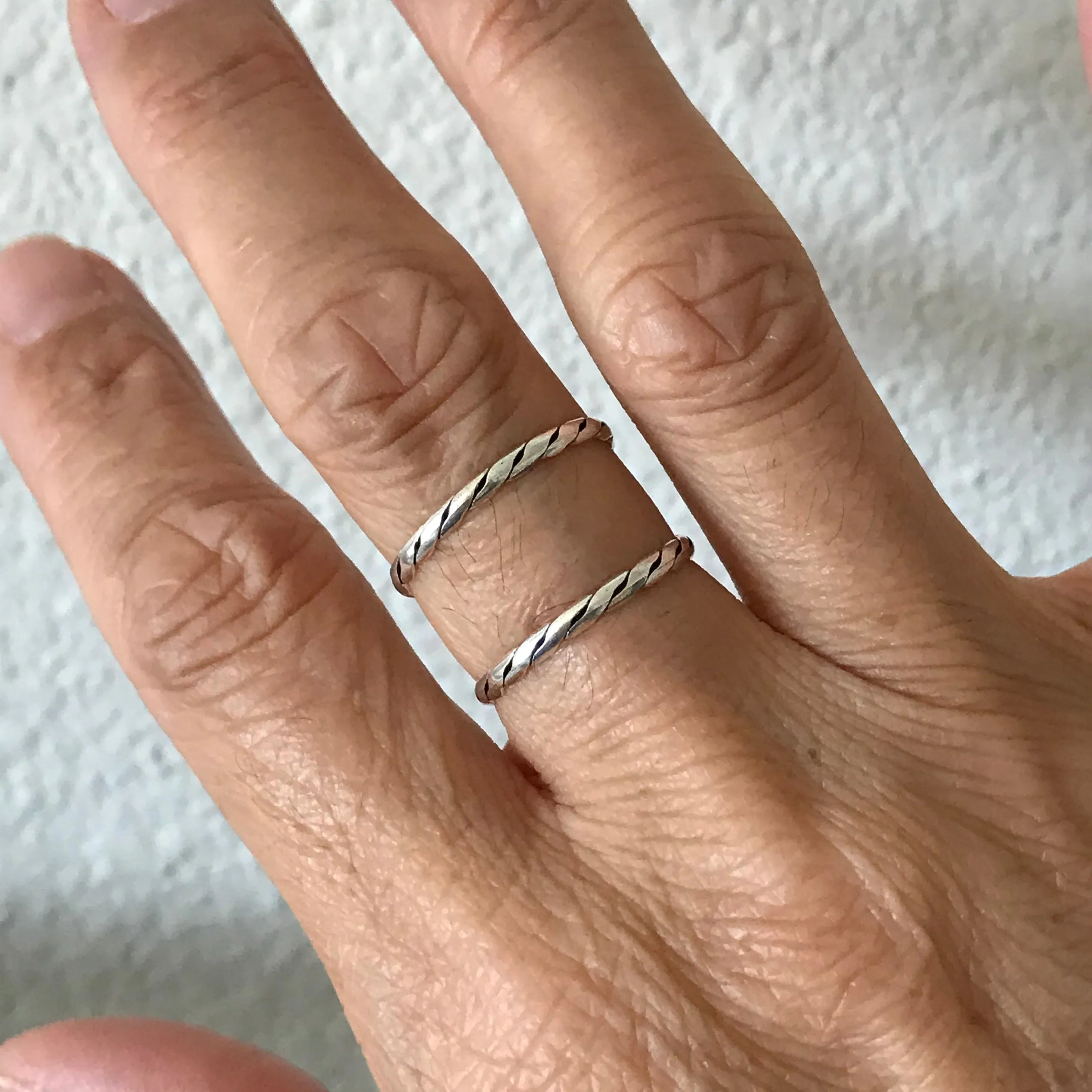 Sterling Silver Stackable Micro Twist Rings