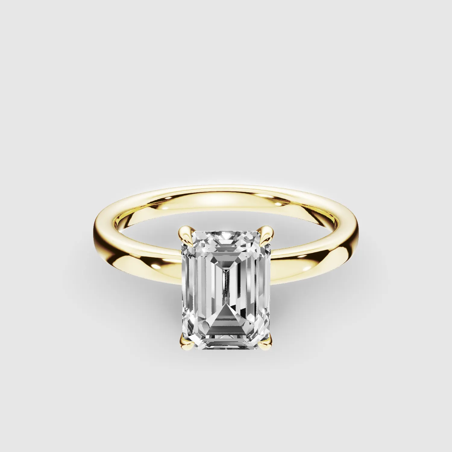 Straight Shank Prong Set Lab Grown Diamond Solitaire Ring-Emerald Cut