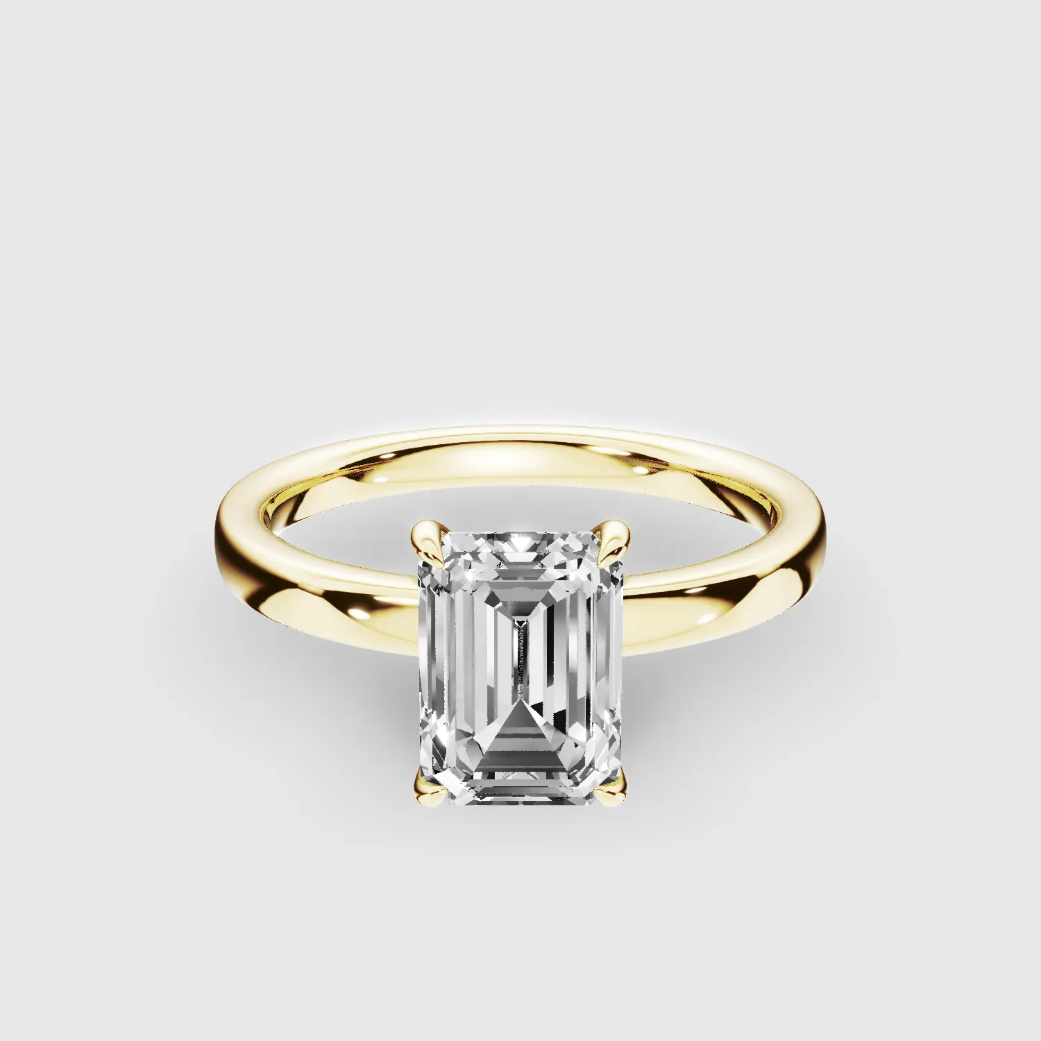 Straight Shank Prong Set Lab Grown Diamond Solitaire Ring-Emerald Cut