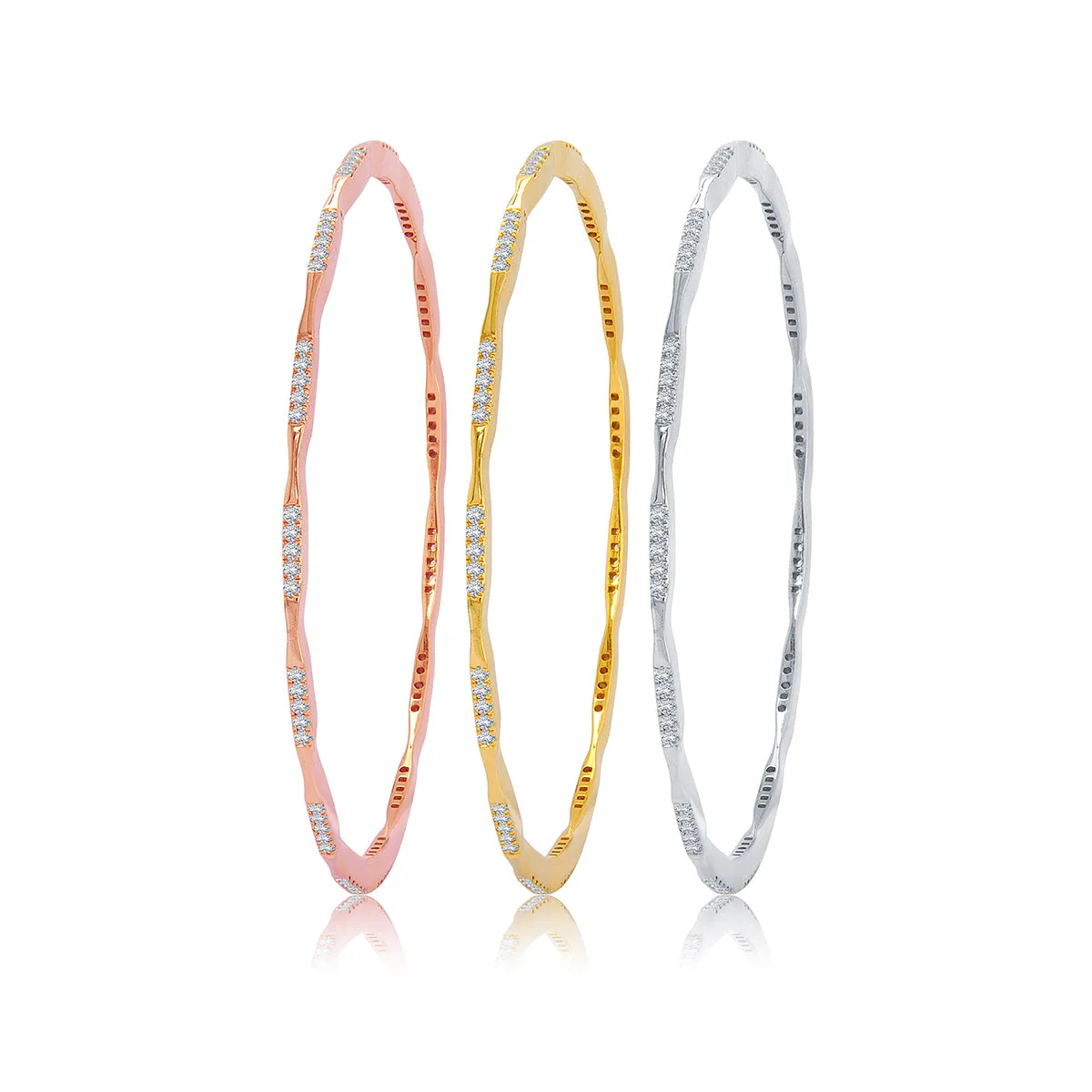 Stunning Triple Color Diamond Bangles