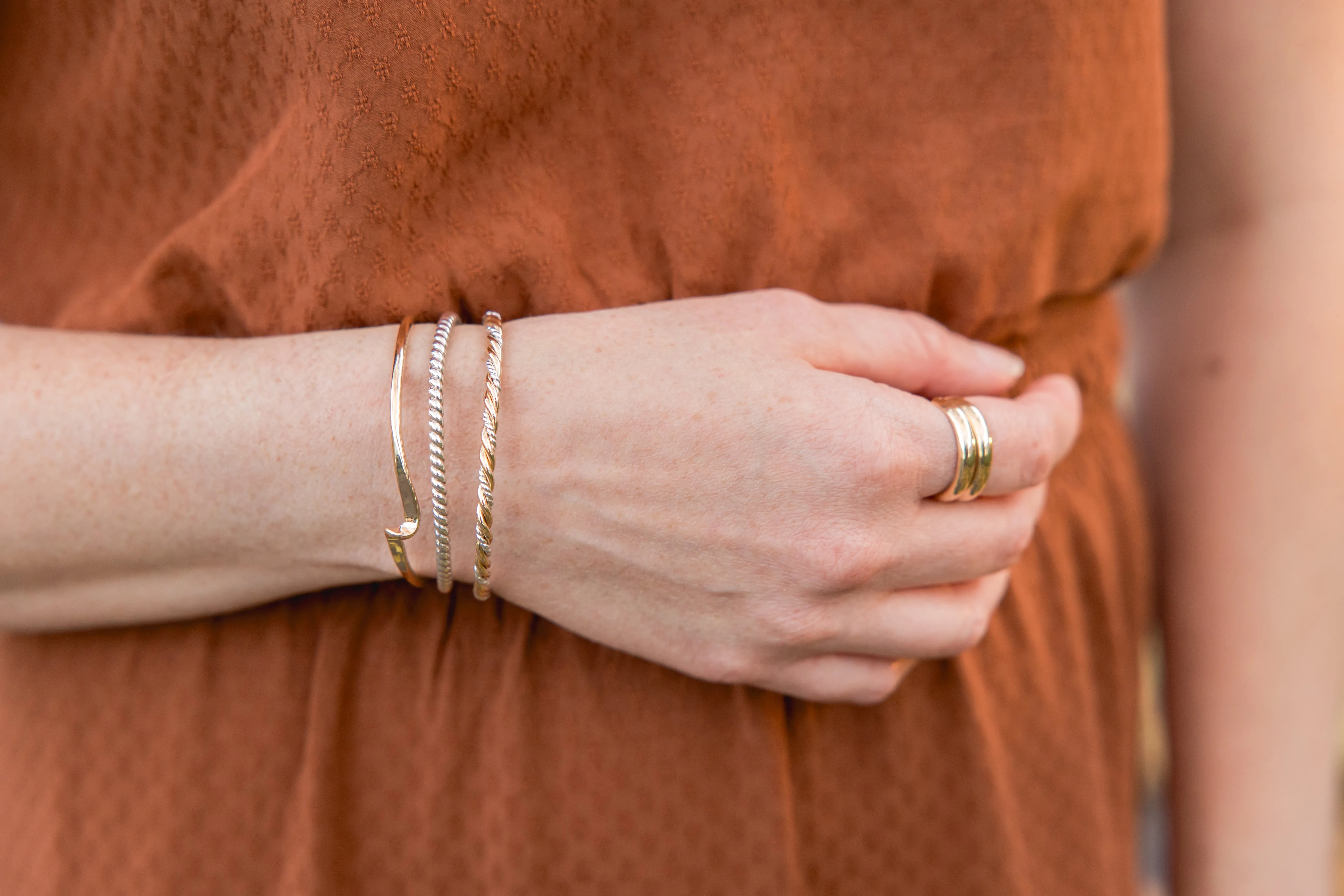 Summit Gold Bangle Cuff Bracelet