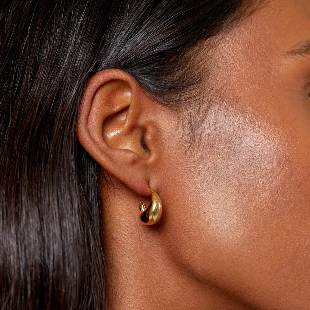 Tapered Domed Hoop Earrings - Gold