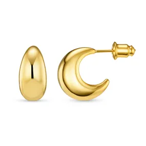 Tapered Domed Hoop Earrings - Gold