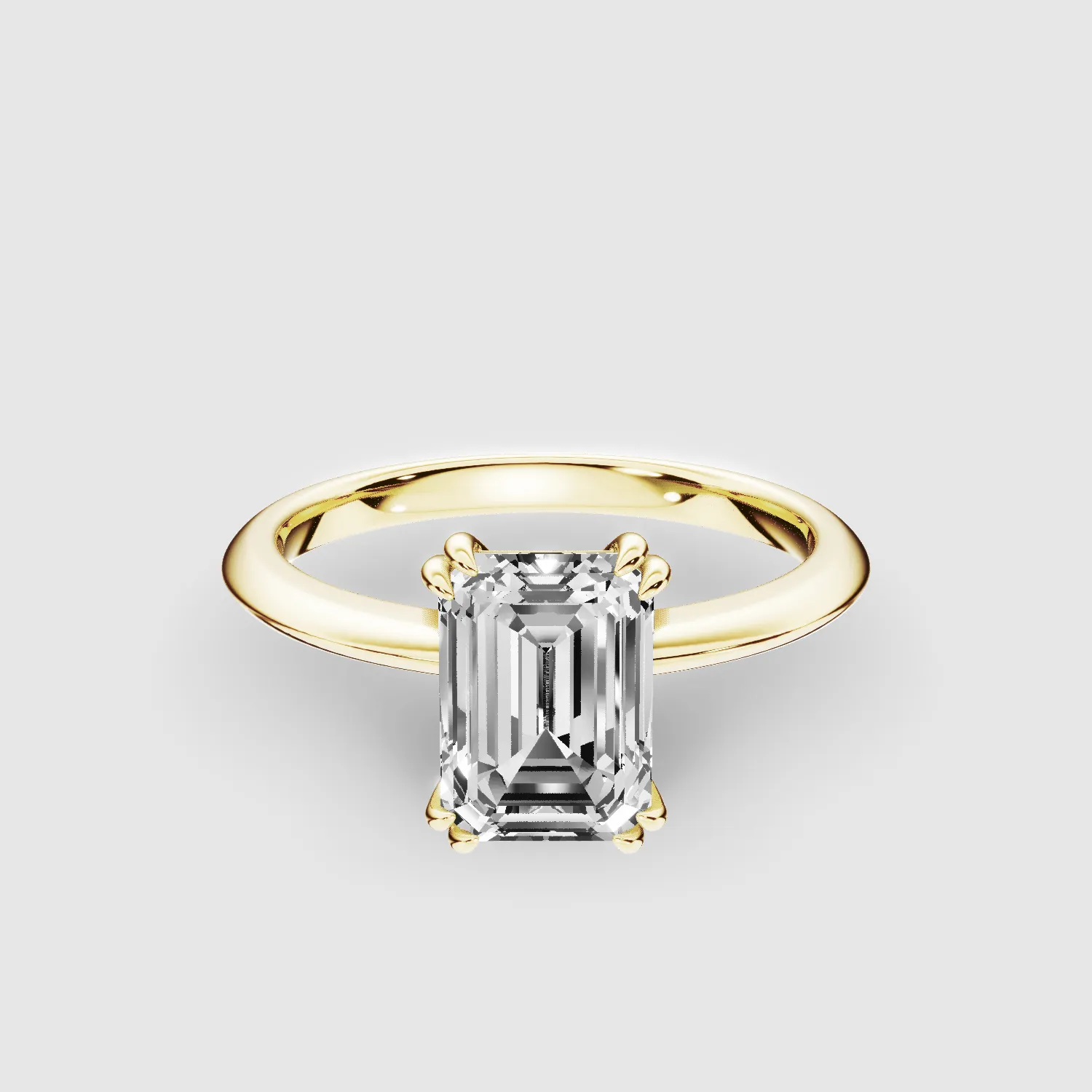 Tapered Gold Shank Lab Grown Diamond Solitaire Ring-Emerald Cut