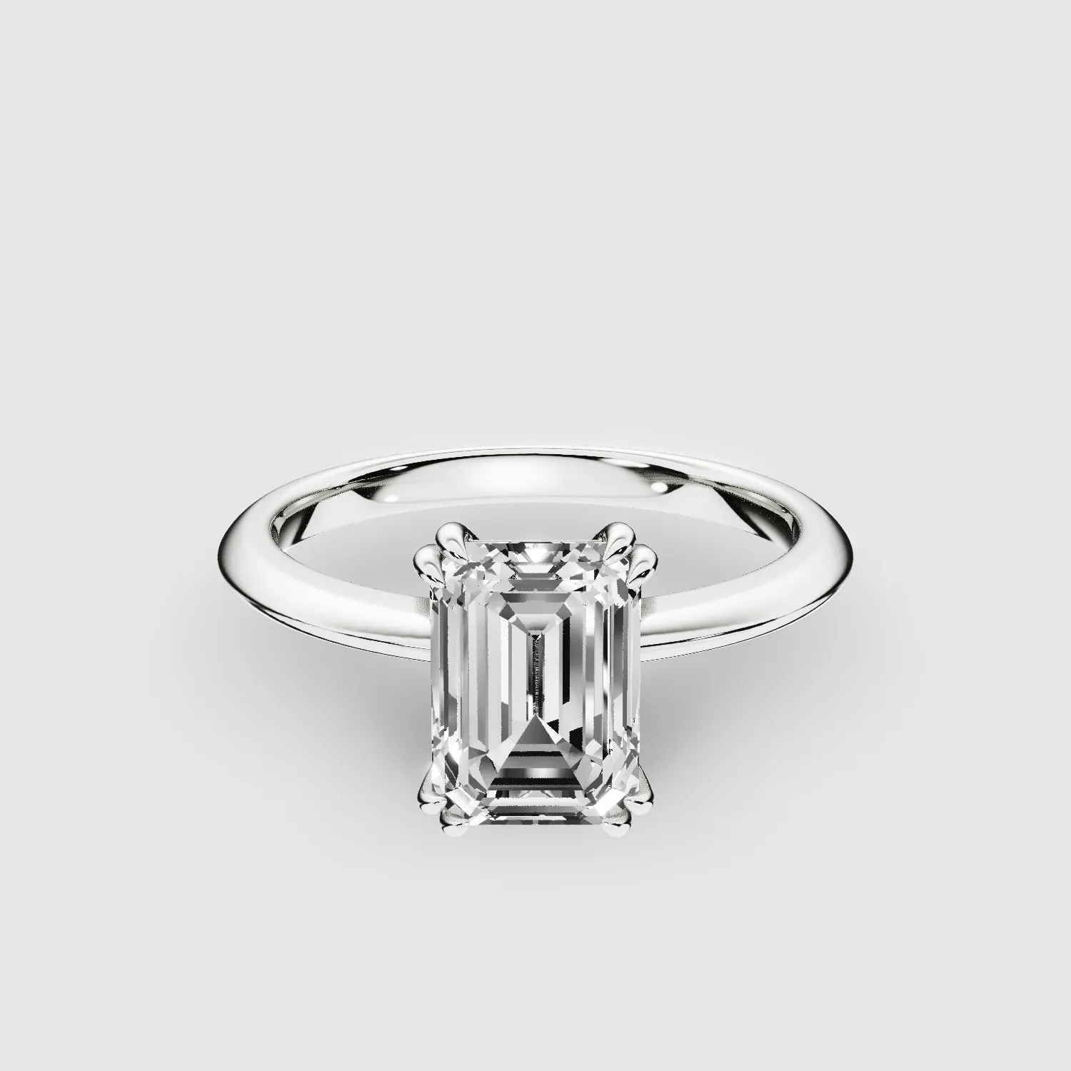 Tapered Gold Shank Lab Grown Diamond Solitaire Ring-Emerald Cut