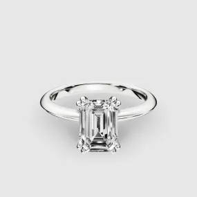 Tapered Gold Shank Lab Grown Diamond Solitaire Ring-Emerald Cut