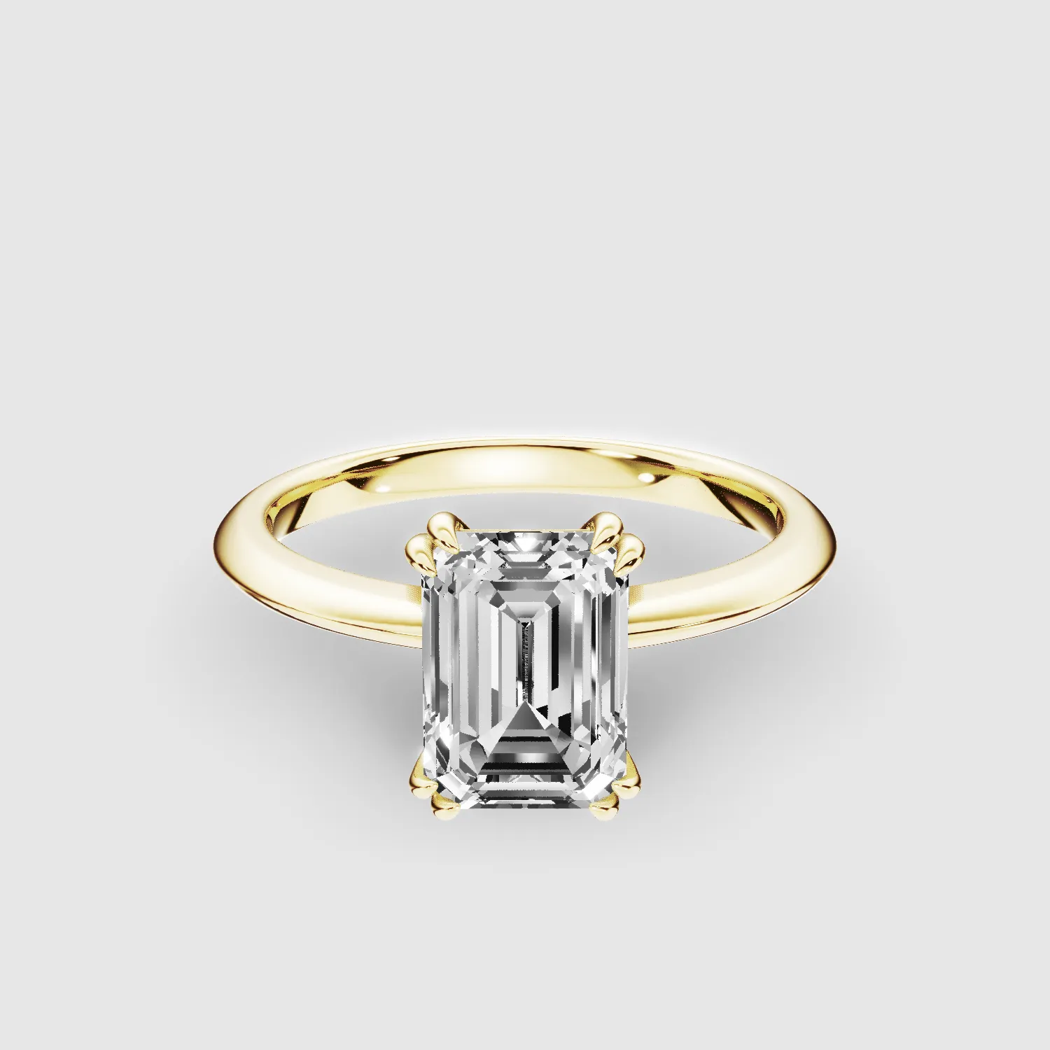 Tapered Gold Shank Lab Grown Diamond Solitaire Ring-Emerald Cut