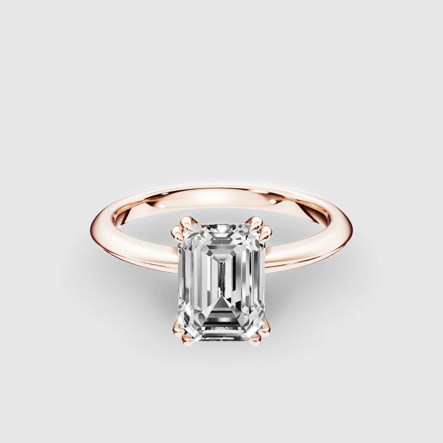 Tapered Gold Shank Lab Grown Diamond Solitaire Ring-Emerald Cut