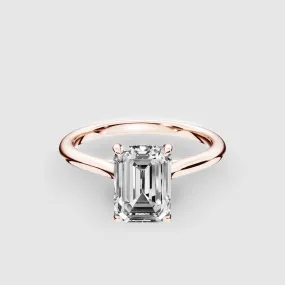 Tapered Shank Lab Grown Diamond Solitaire Ring -Emerald Cut