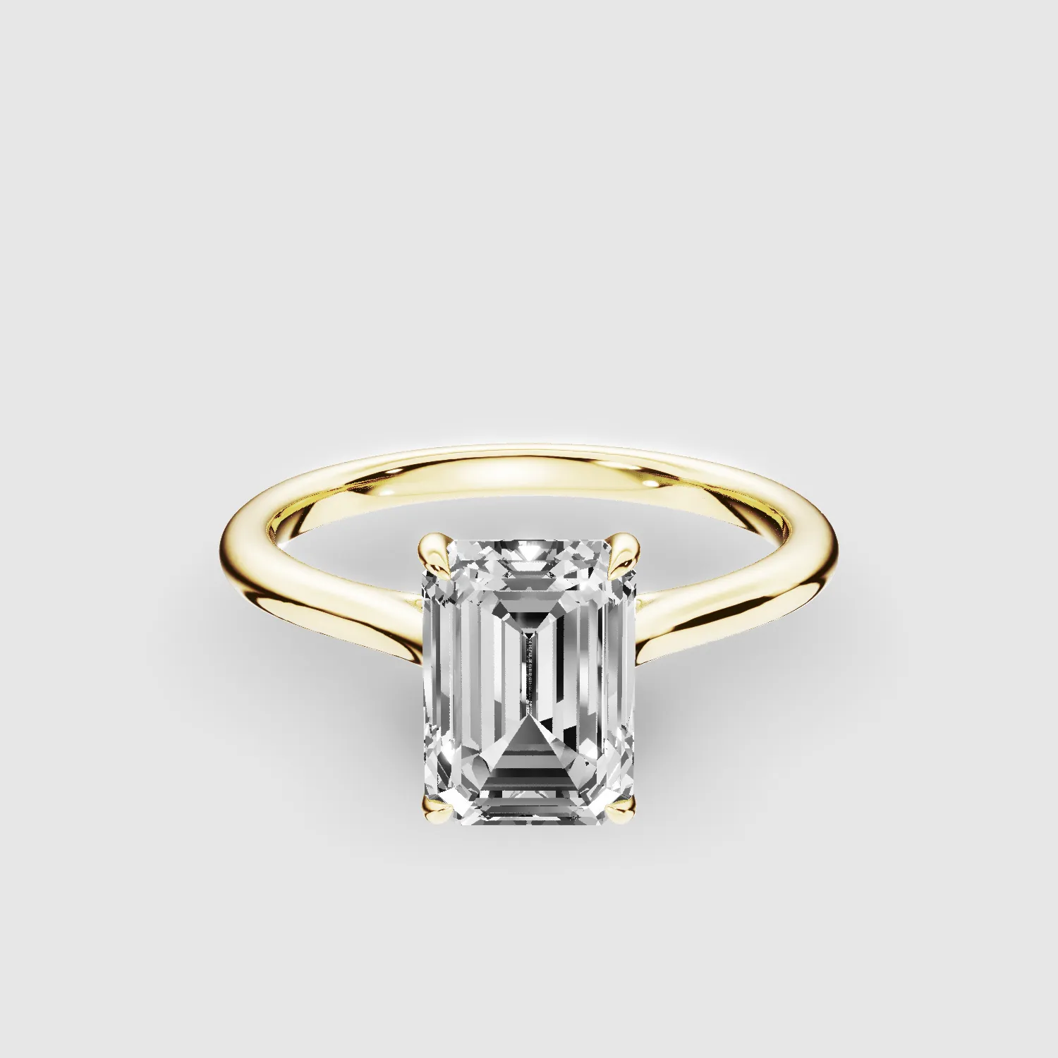 Tapered Shank Lab Grown Diamond Solitaire Ring -Emerald Cut