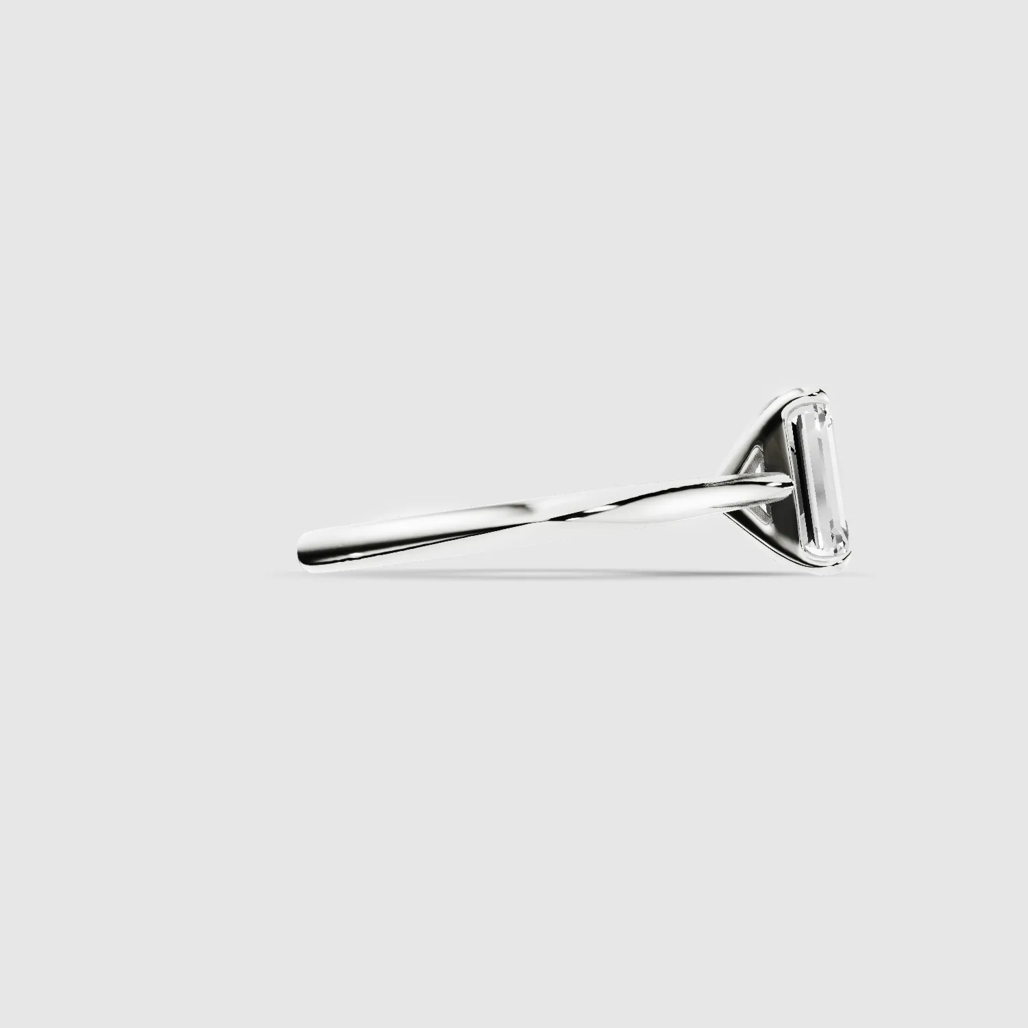 Tapered Shank Lab Grown Diamond Solitaire Ring -Emerald Cut