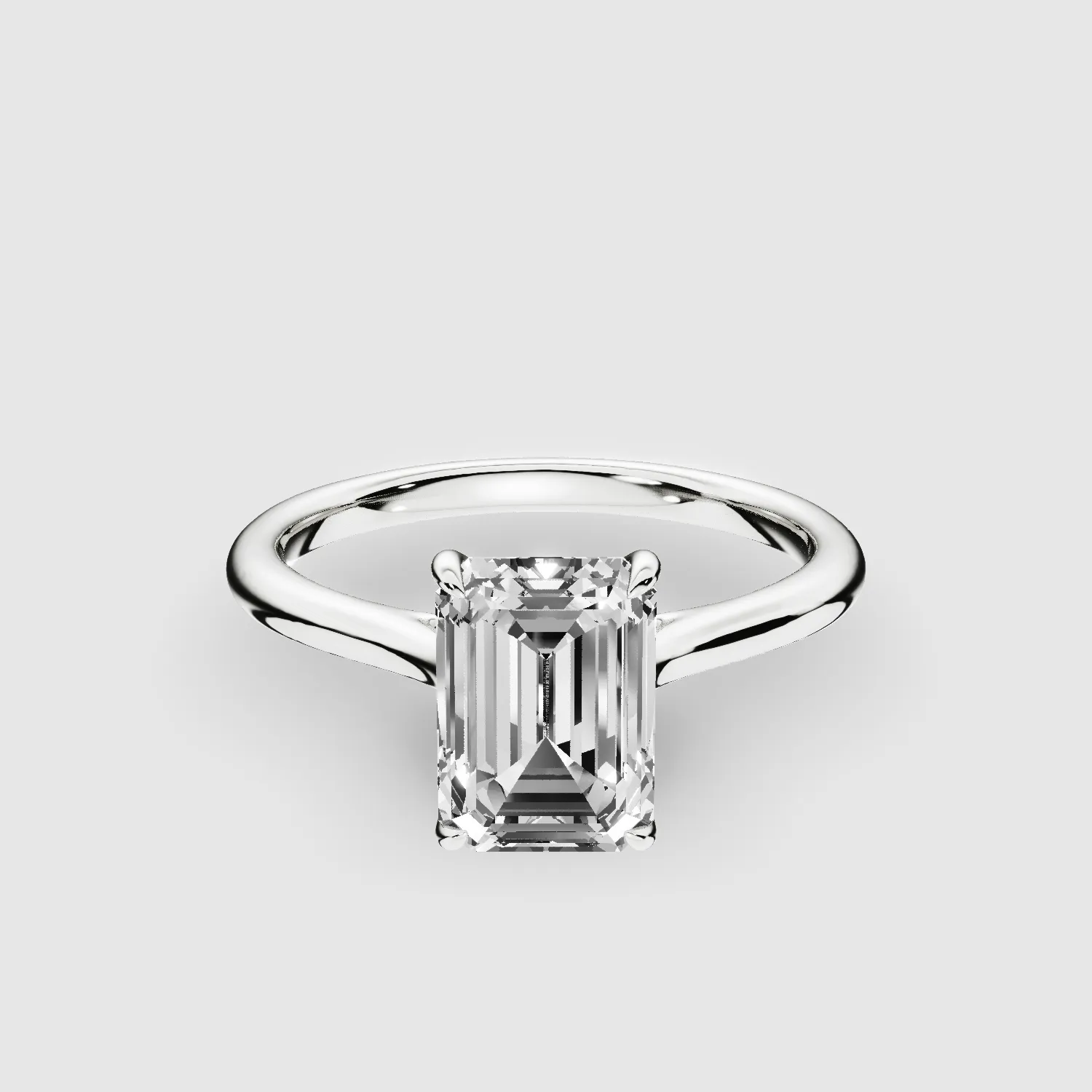 Tapered Shank Lab Grown Diamond Solitaire Ring -Emerald Cut