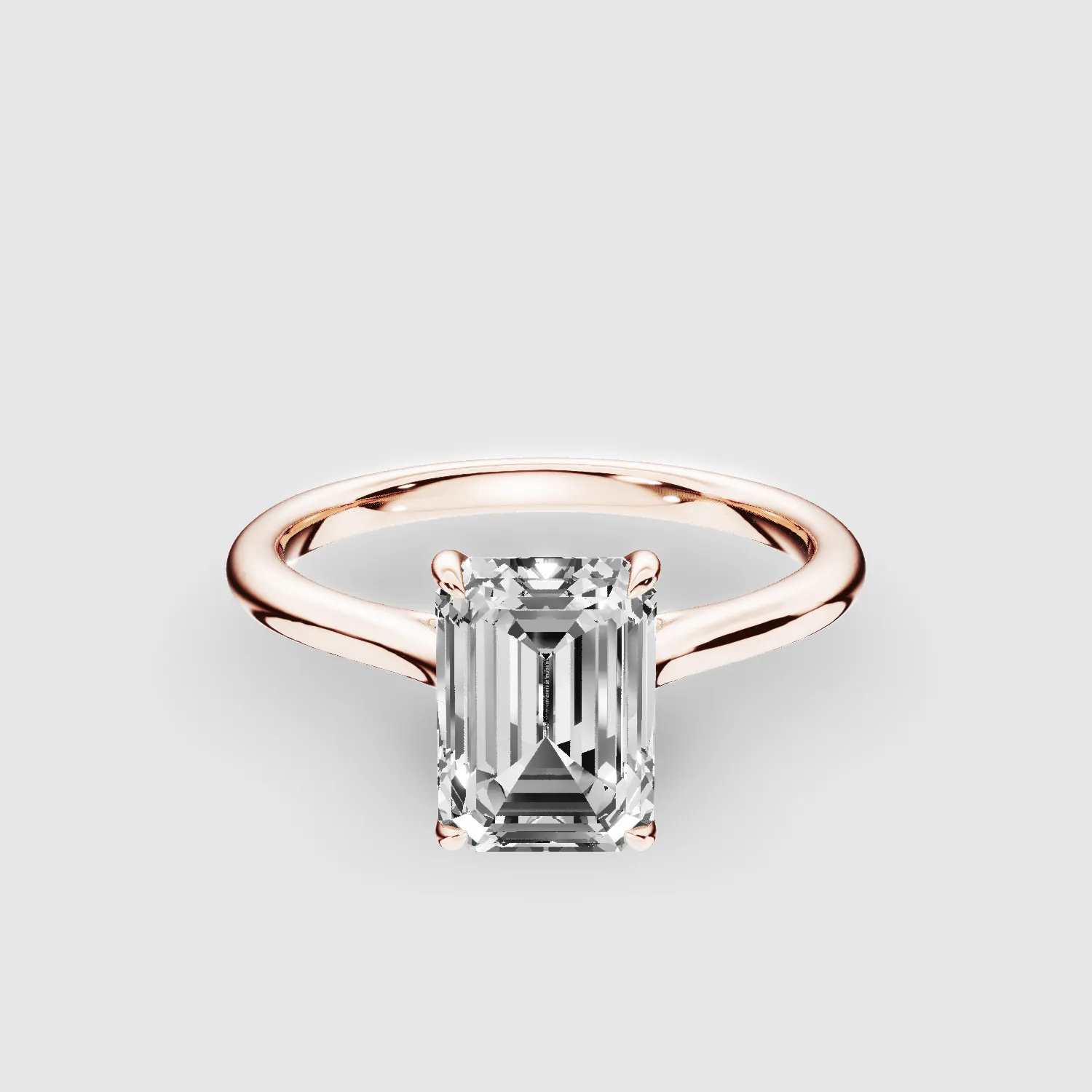 Tapered Shank Lab Grown Diamond Solitaire Ring -Emerald Cut