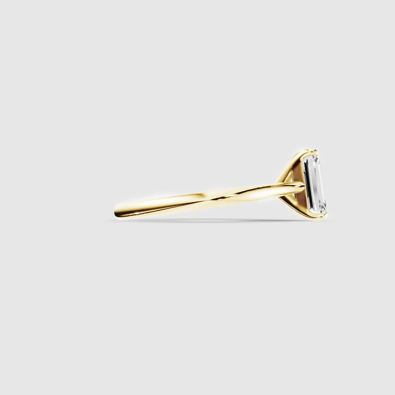 Tapered Shank Lab Grown Diamond Solitaire Ring -Emerald Cut