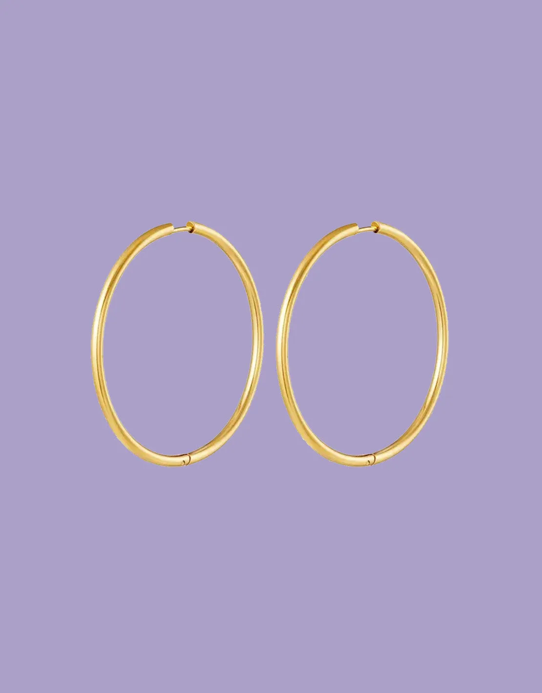 Thin medium hoop earrings