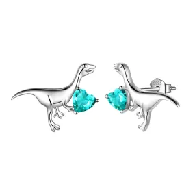 Velociraptor Dinosaur Charm Earrings Stud Sterling Silver Women Girls Jewelry Gift