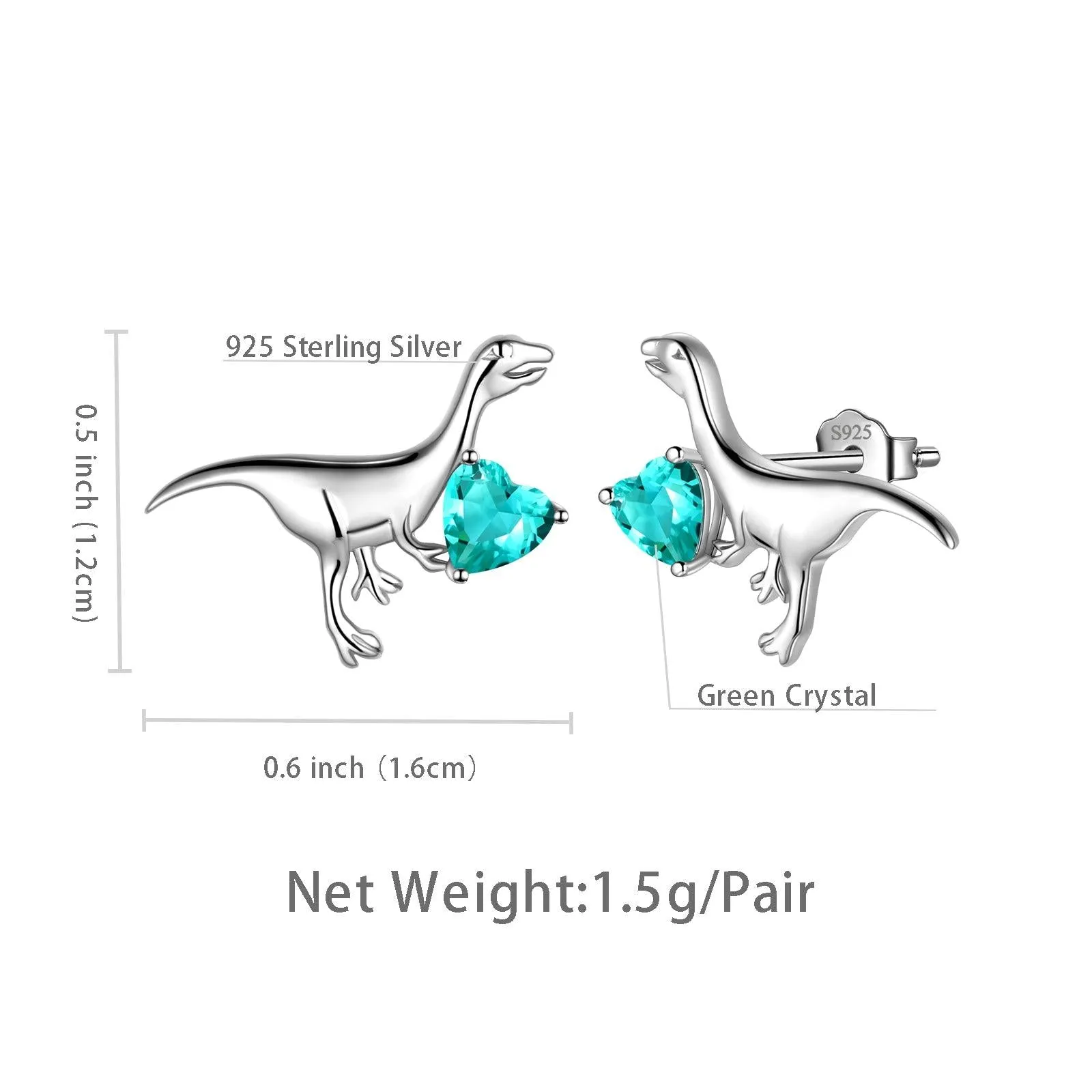 Velociraptor Dinosaur Charm Earrings Stud Sterling Silver Women Girls Jewelry Gift