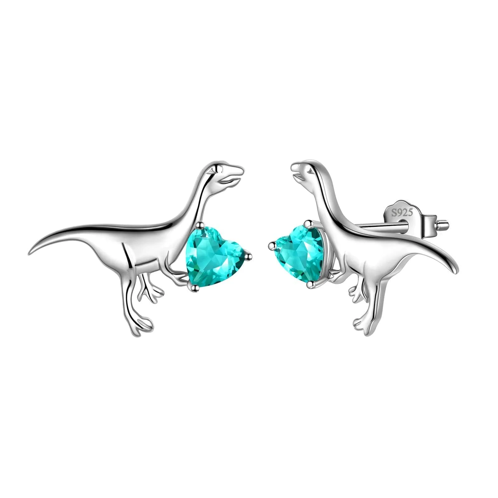 Velociraptor Dinosaur Charm Earrings Stud Sterling Silver Women Girls Jewelry Gift