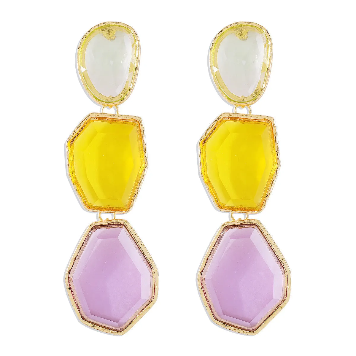 Vibrant Geometric Drop Earrings-jlt11787