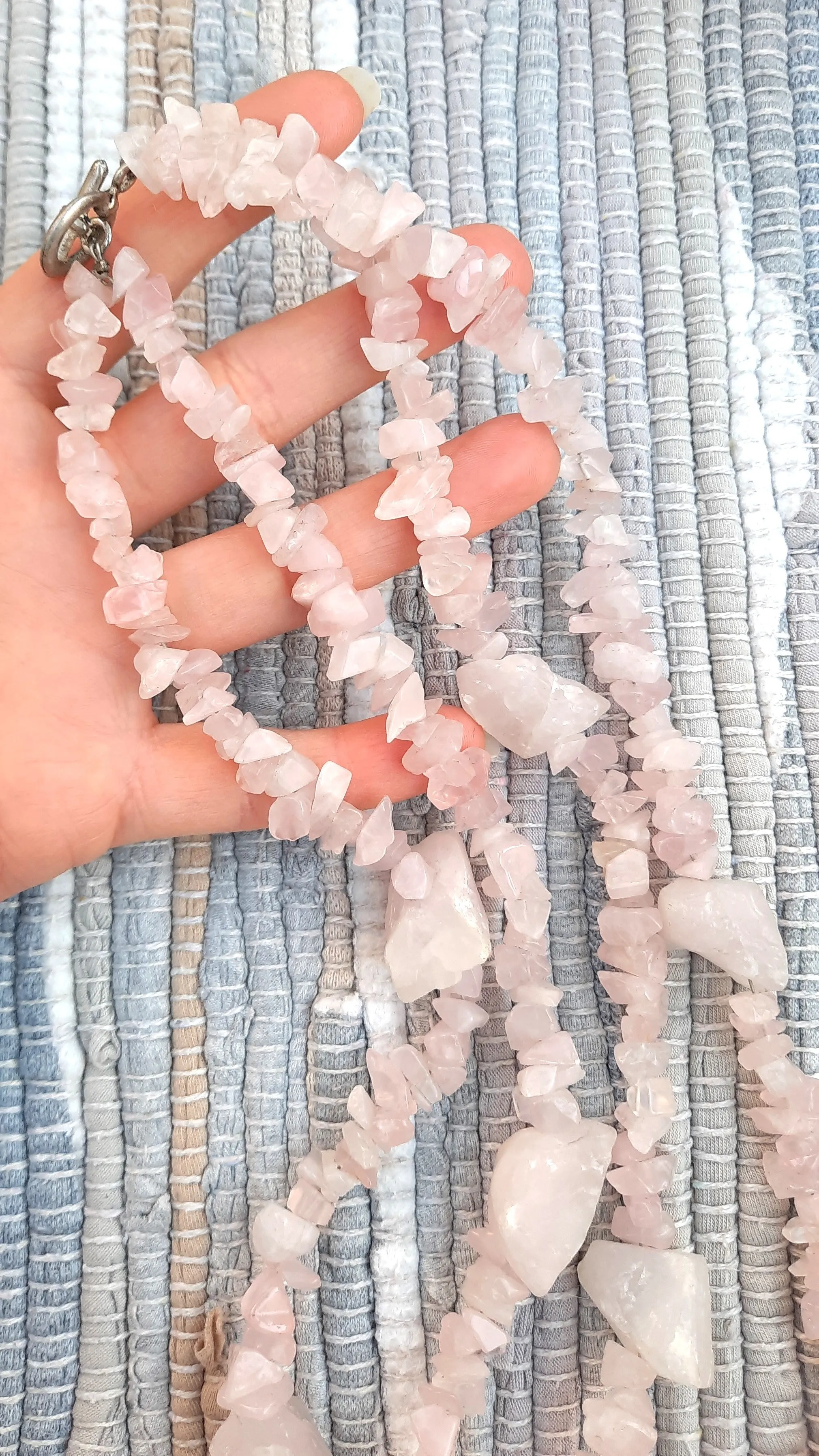 Vintage Raw Rose & White Quartz Necklaces