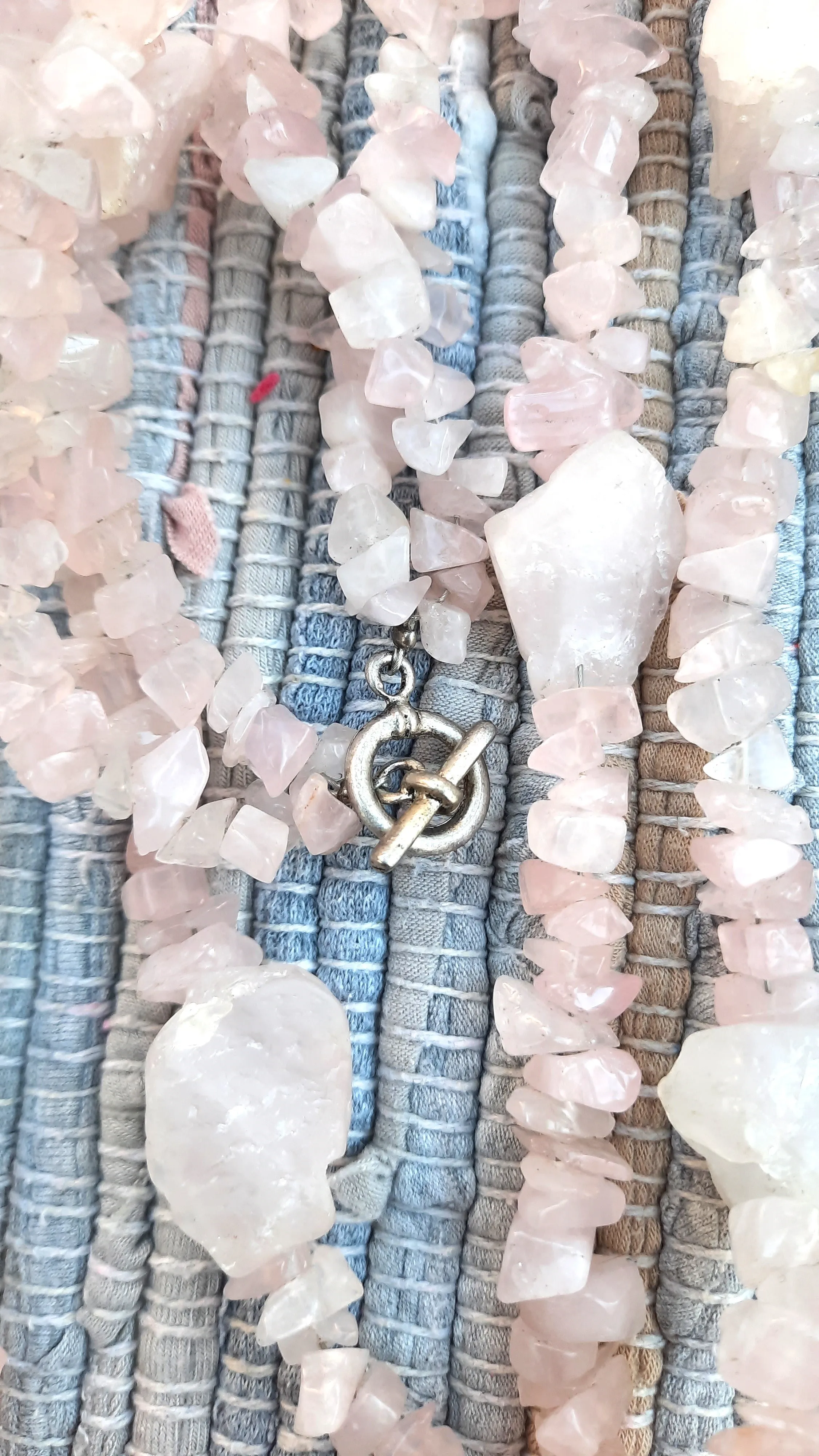 Vintage Raw Rose & White Quartz Necklaces