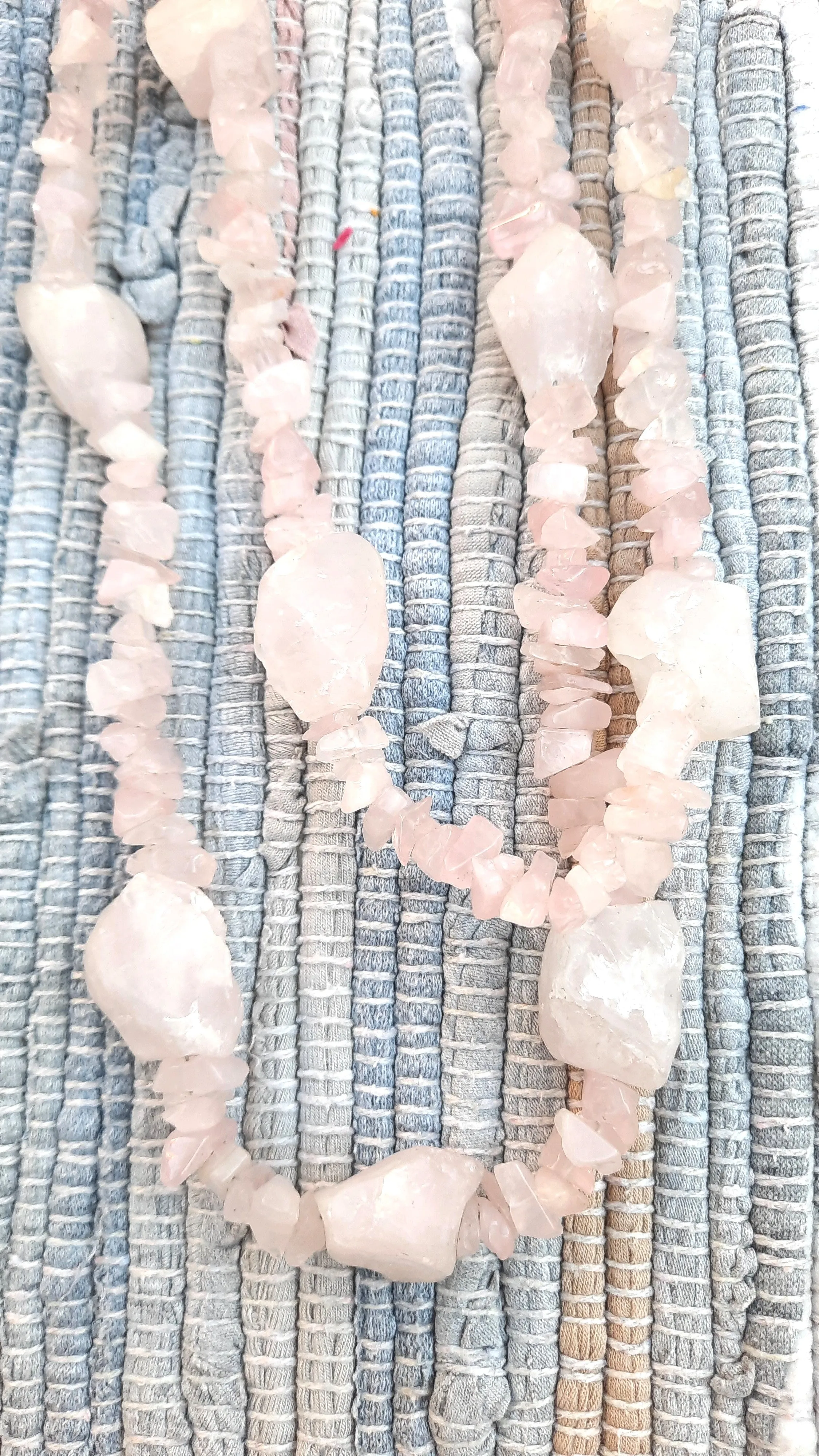 Vintage Raw Rose & White Quartz Necklaces