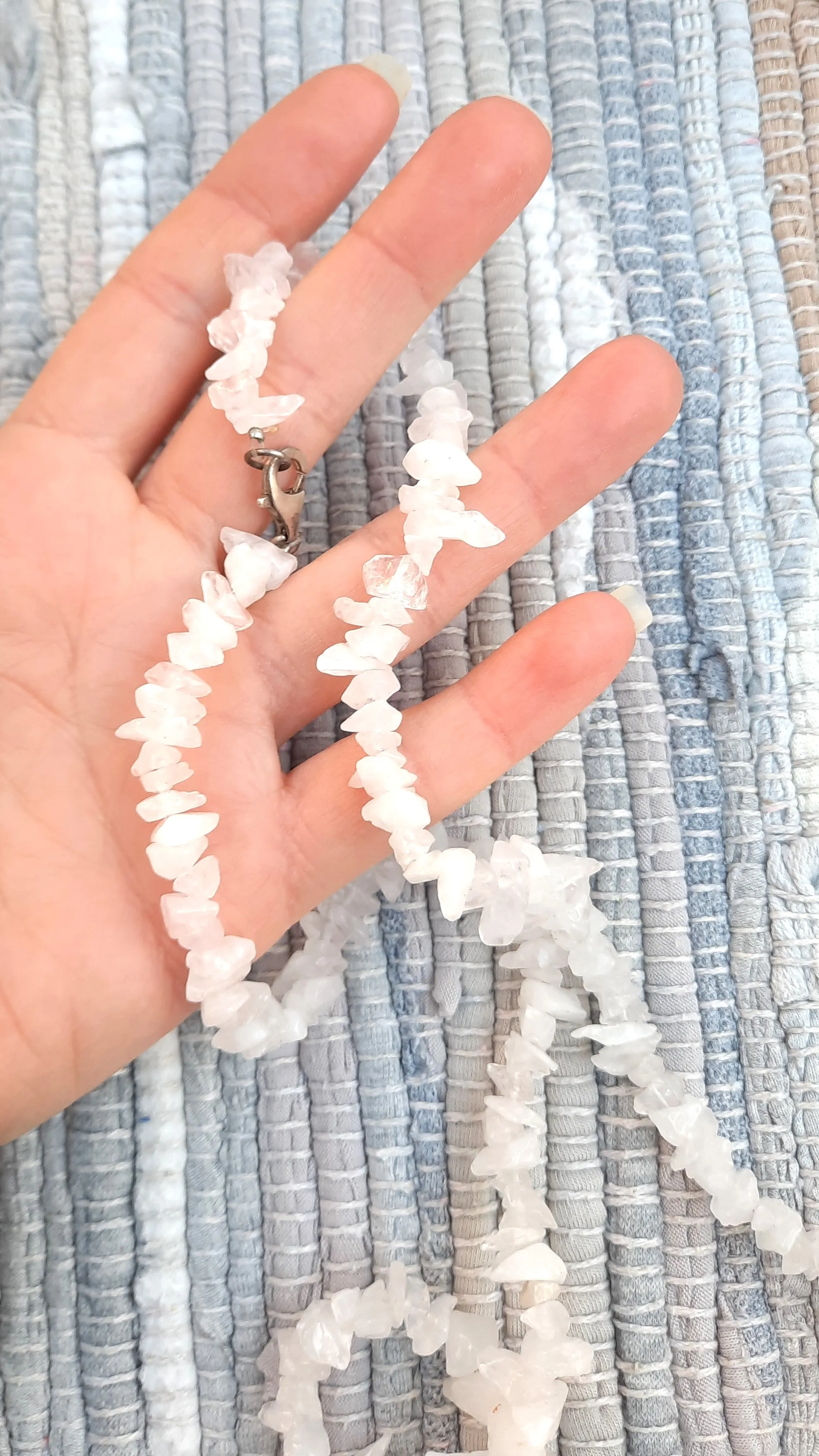 Vintage Raw Rose & White Quartz Necklaces
