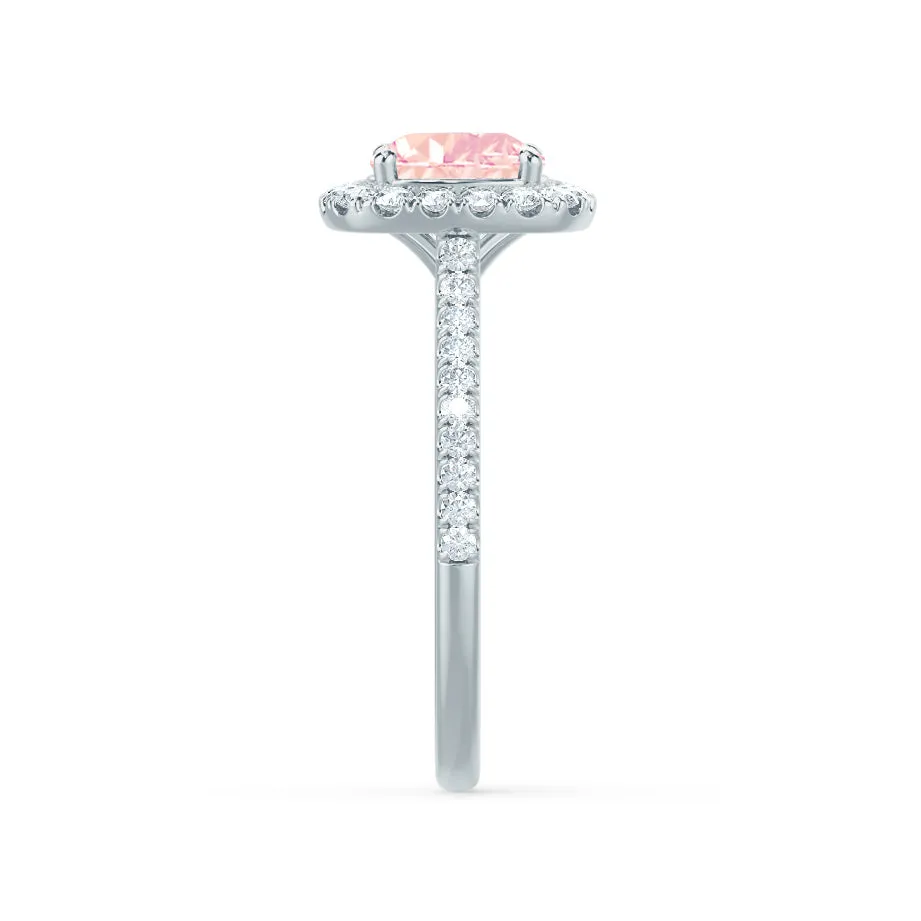 VIOLETTE - Chatham® Cushion Champagne Sapphire & Diamond 18k White Gold Petite Halo Ring
