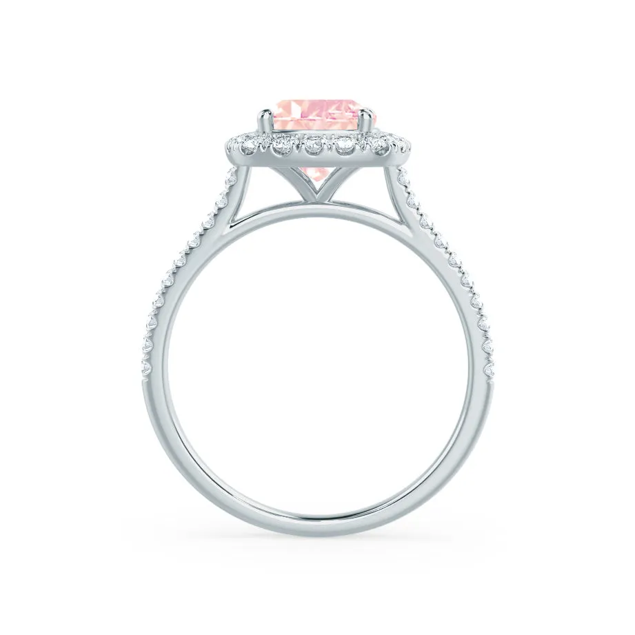 VIOLETTE - Chatham® Cushion Champagne Sapphire & Diamond 18k White Gold Petite Halo Ring