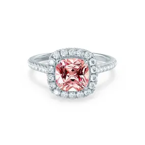 VIOLETTE - Chatham® Cushion Champagne Sapphire & Diamond 18k White Gold Petite Halo Ring