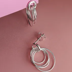Vurchoo Asia Silver Hoop Cluster Stud Earrings