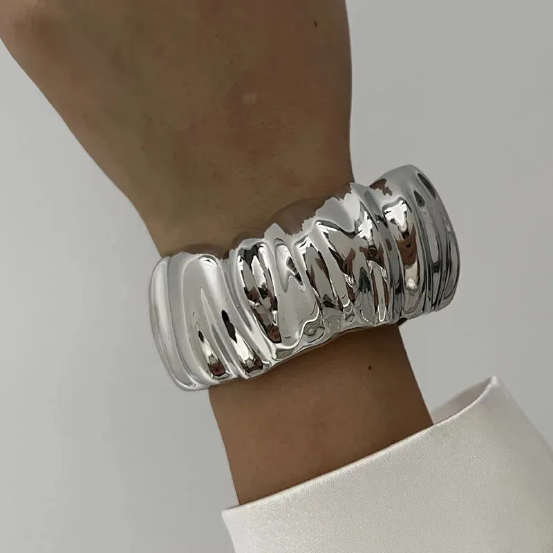 Water Resistant Wide Cuff Statement Bangles